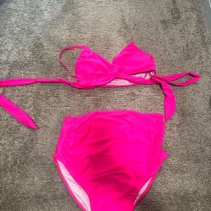 Hot Pink Maternity Swimsuit Bikini Small